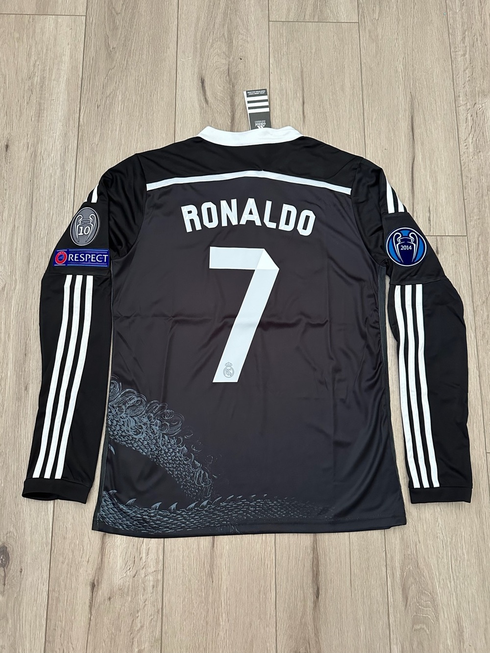 Real Madrid Cristiano Ronaldo 2014 Black Away Long Sleeve Jersey